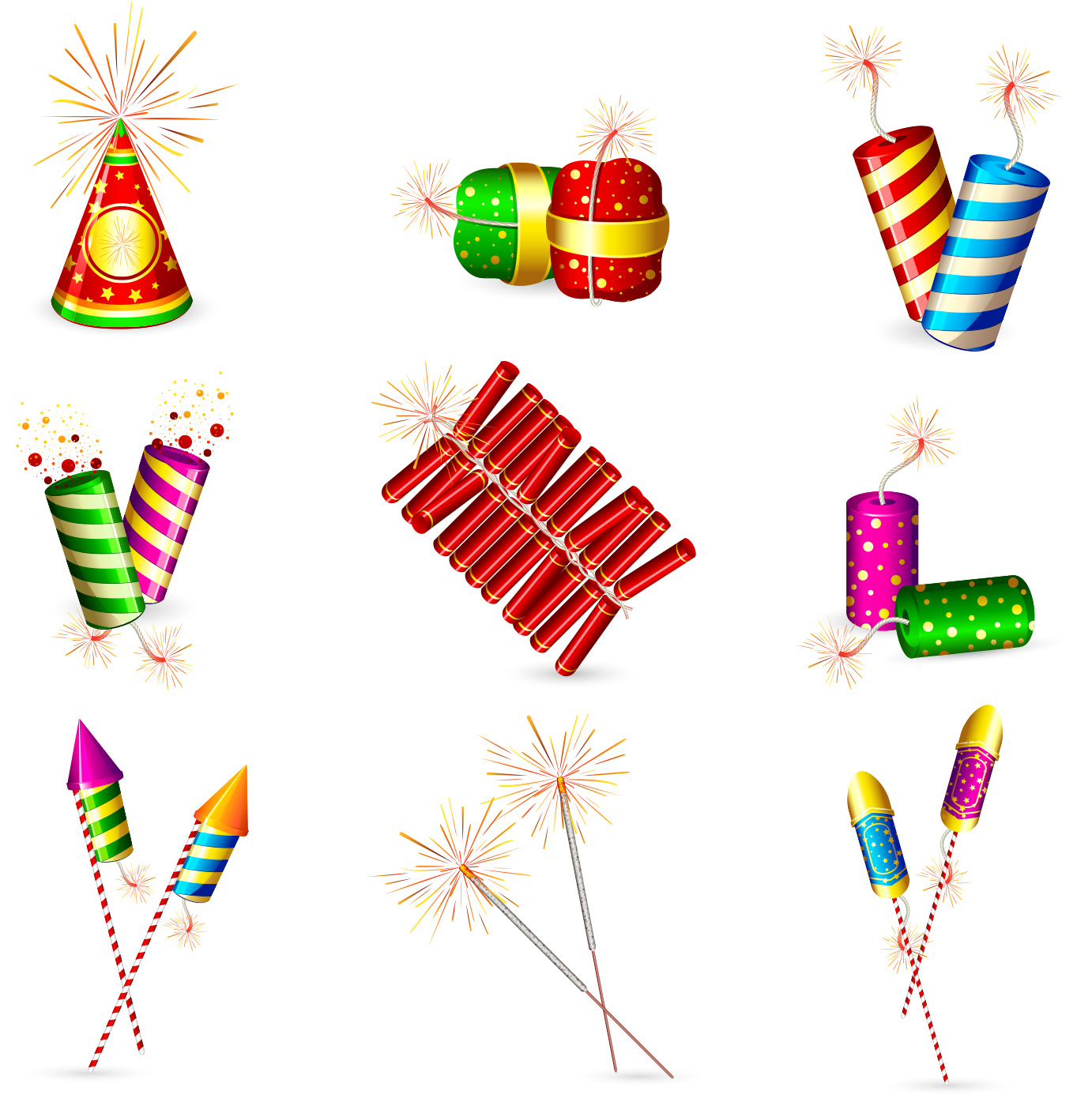 Assorted Firecrackers Illustration PNG