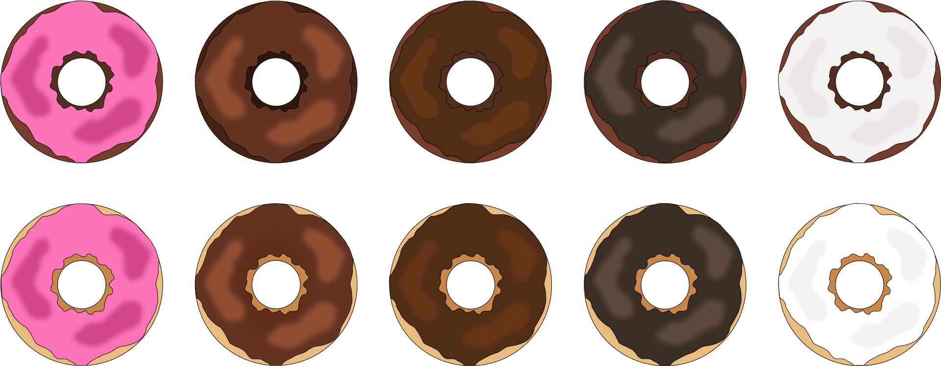 Assorted Flat Design Doughnuts PNG