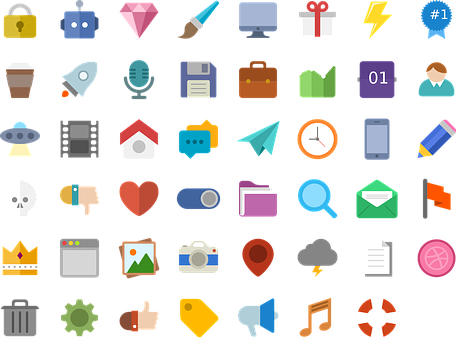 Assorted Flat Design Icons Collection PNG