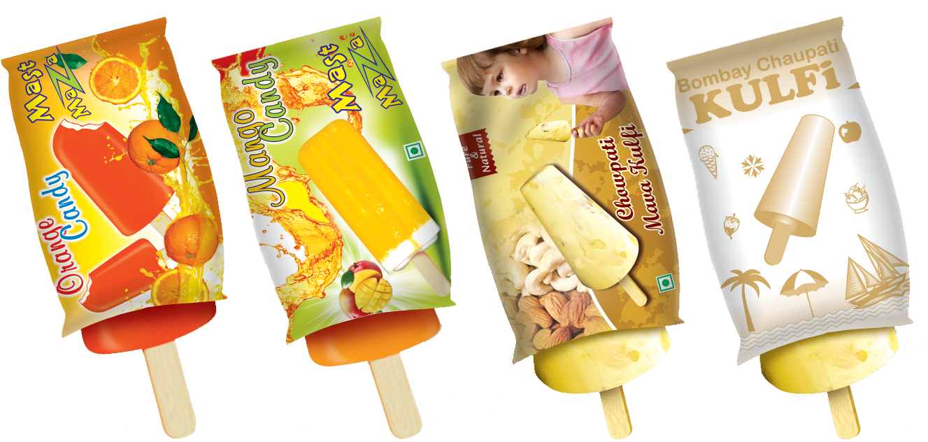 Assorted Flavored Kulfi Popsicles PNG