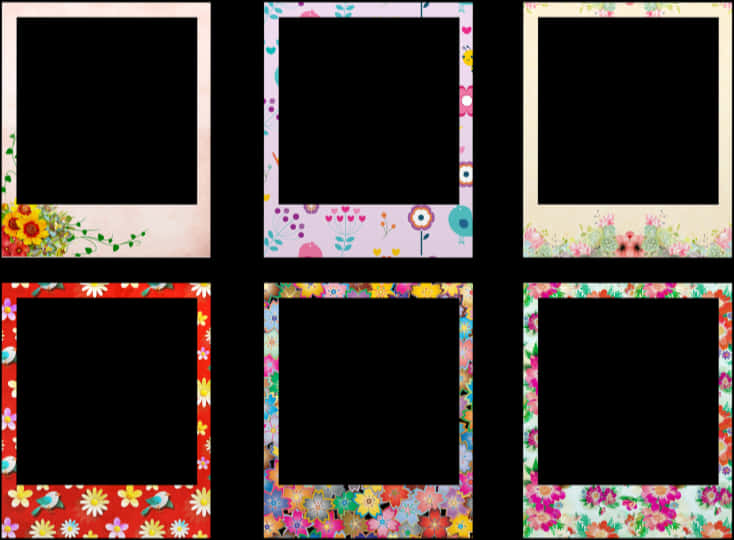 Assorted Floral Polaroid Frames PNG