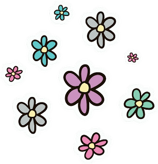 Assorted Floral Stickers Graphic PNG