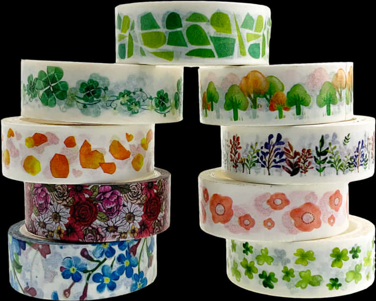 Assorted Floral Washi Tapes PNG