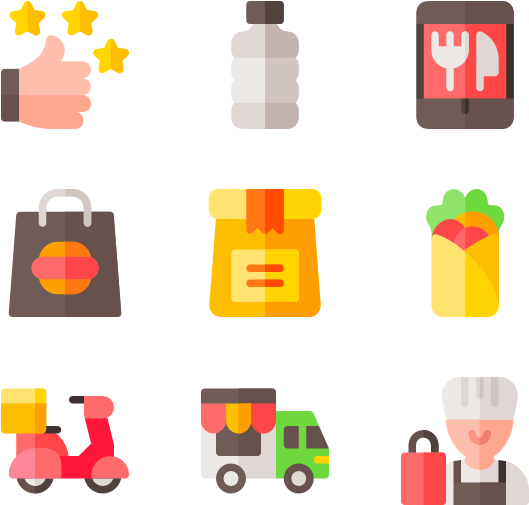 Assorted Food Delivery Icons PNG