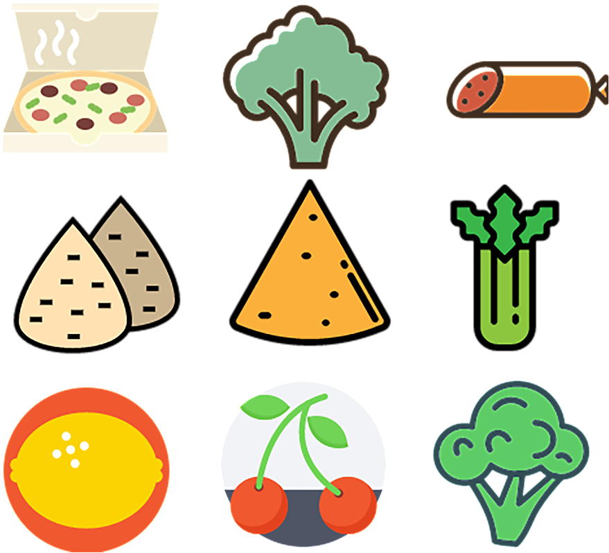 Assorted Food Icons Set PNG