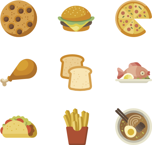 Assorted Food Icons Set PNG