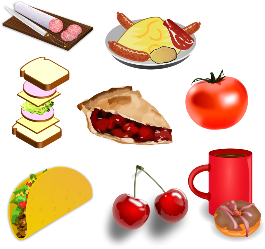 Assorted Food Illustrations Collection PNG