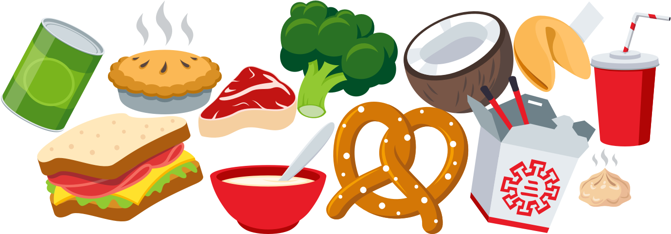 Assorted Food Items Vector Illustration PNG