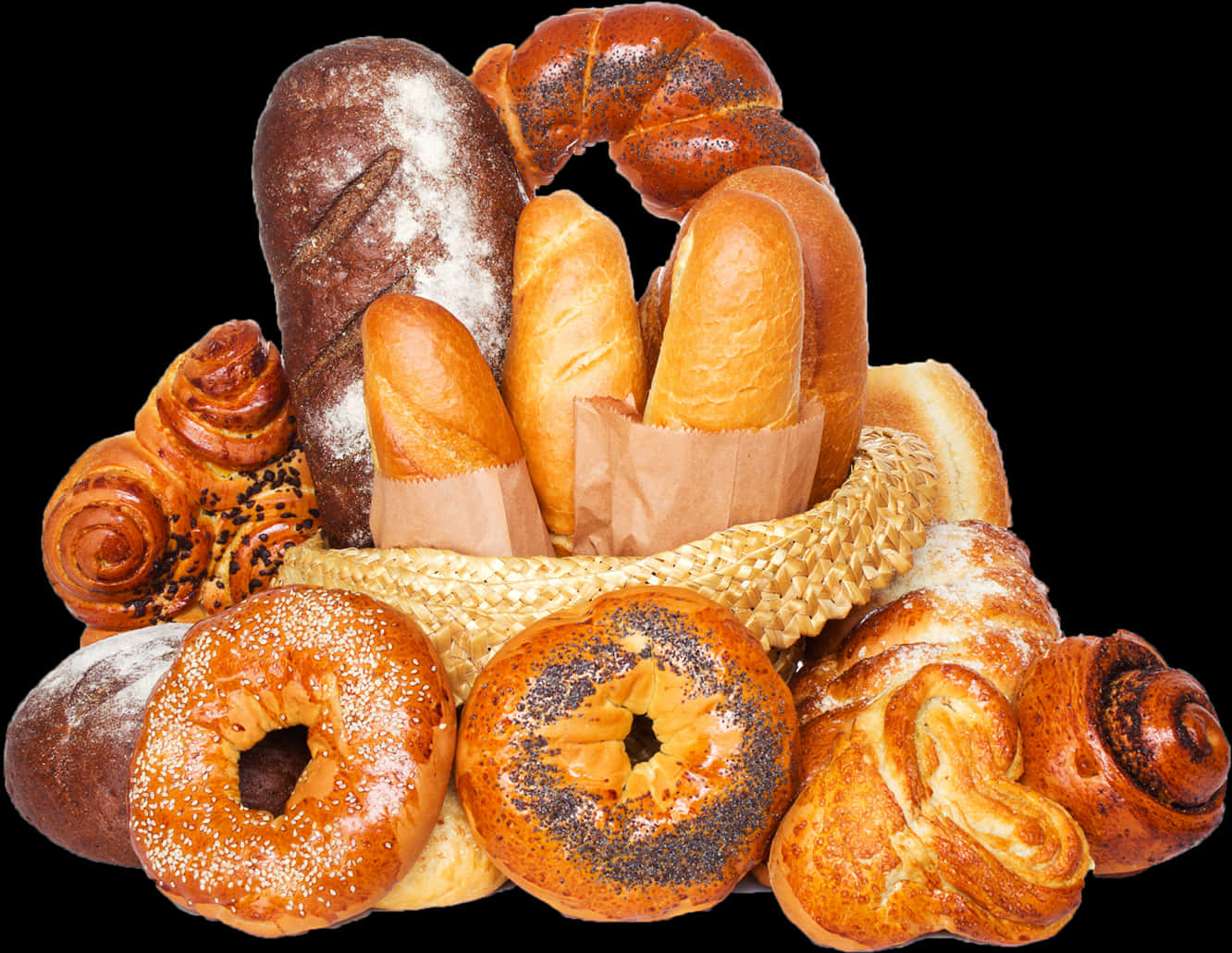 Assorted Fresh Bakery Products PNG
