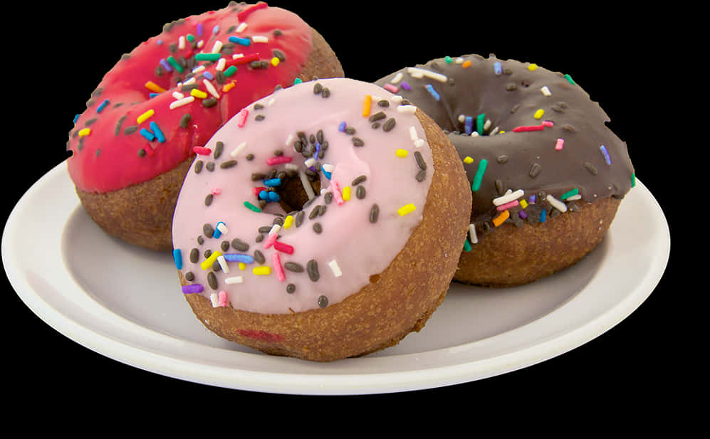 Assorted Frosted Donutson Plate PNG