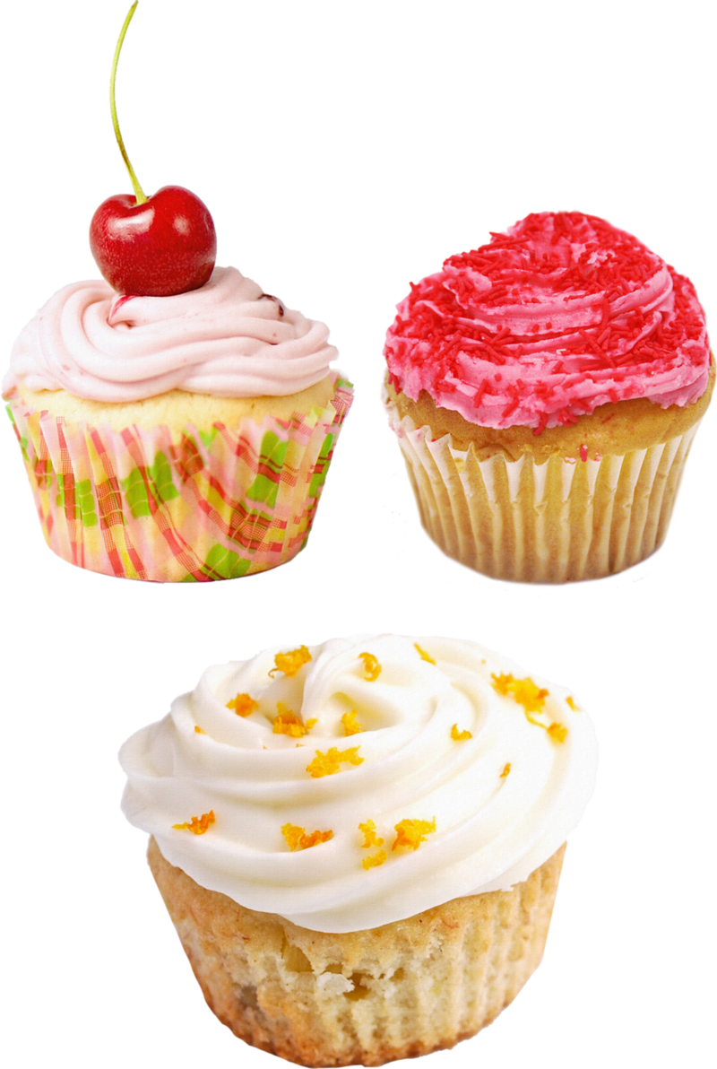 Assorted Frosted Muffins PNG