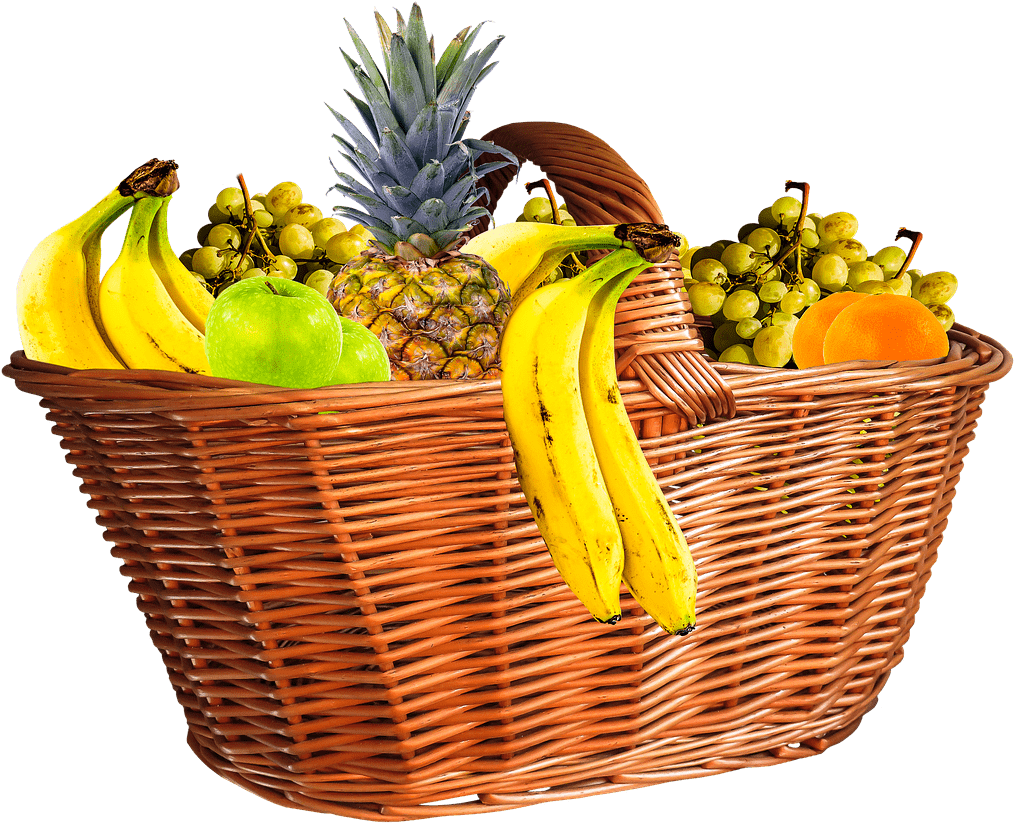 Assorted Fruit Basket Selection PNG
