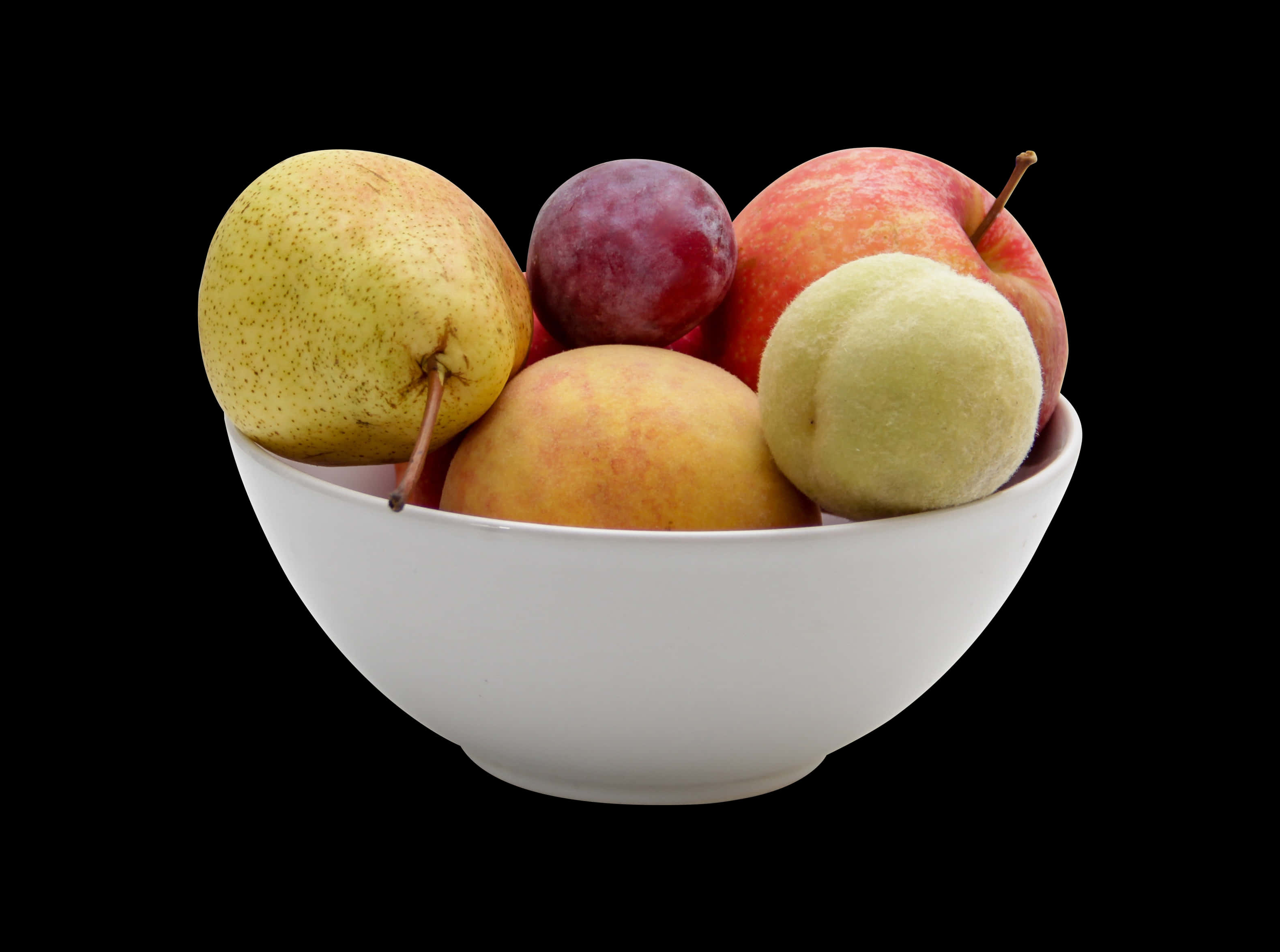 Assorted Fruit Bowl Black Background PNG