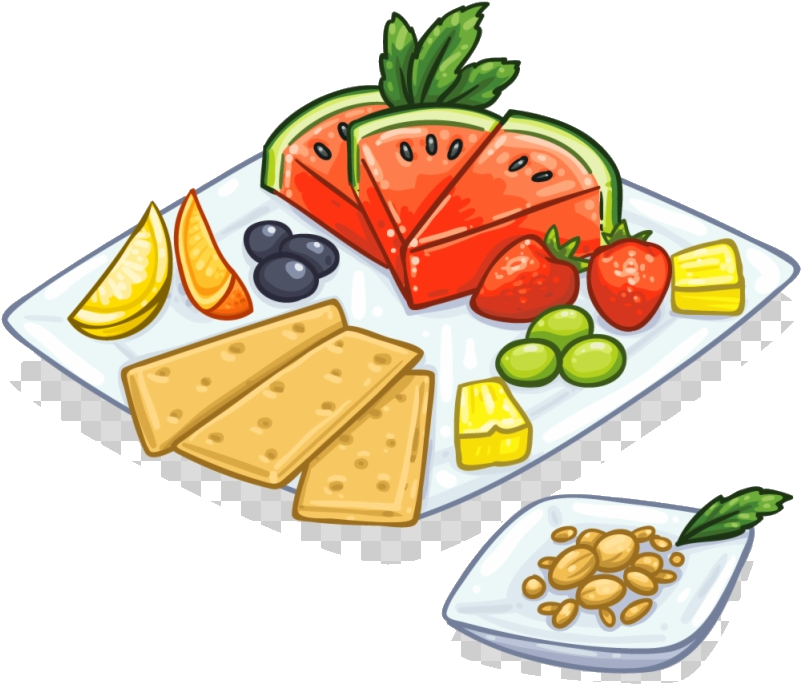 Assorted Fruit Cheese Crackers Snack Platter PNG
