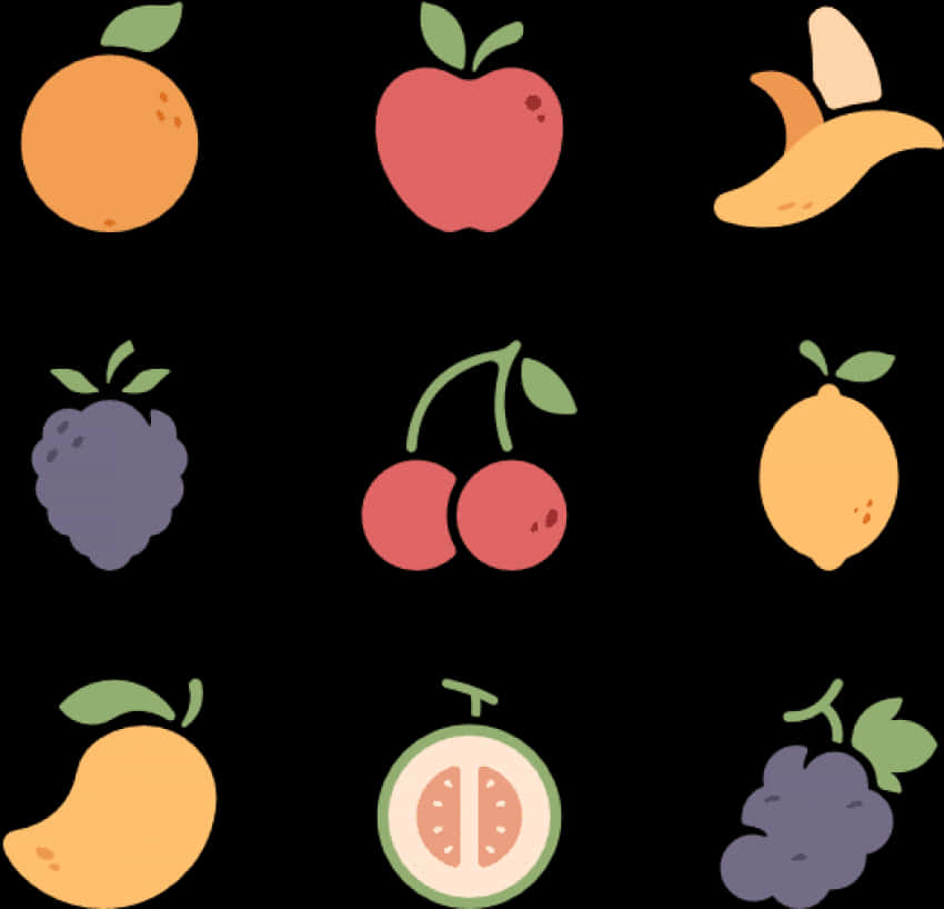 Assorted Fruit Icons Set PNG