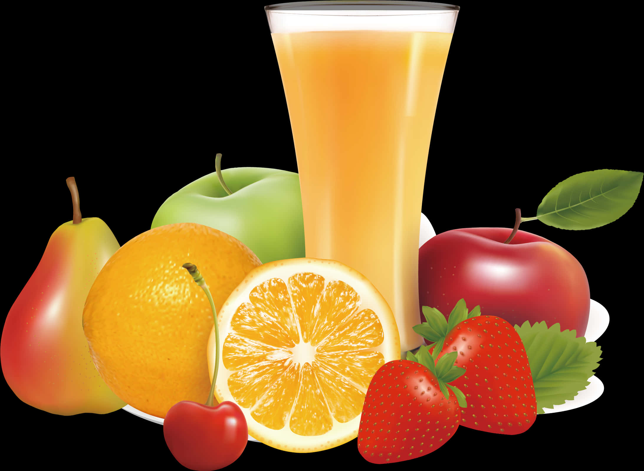 Assorted Fruitand Juice Graphic PNG