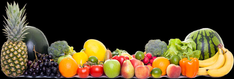 Assorted Fruitsand Vegetables Panorama PNG