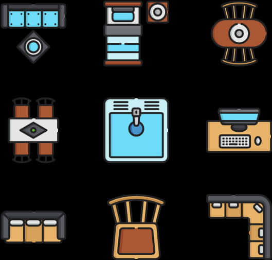 Assorted Furniture Icons Set PNG