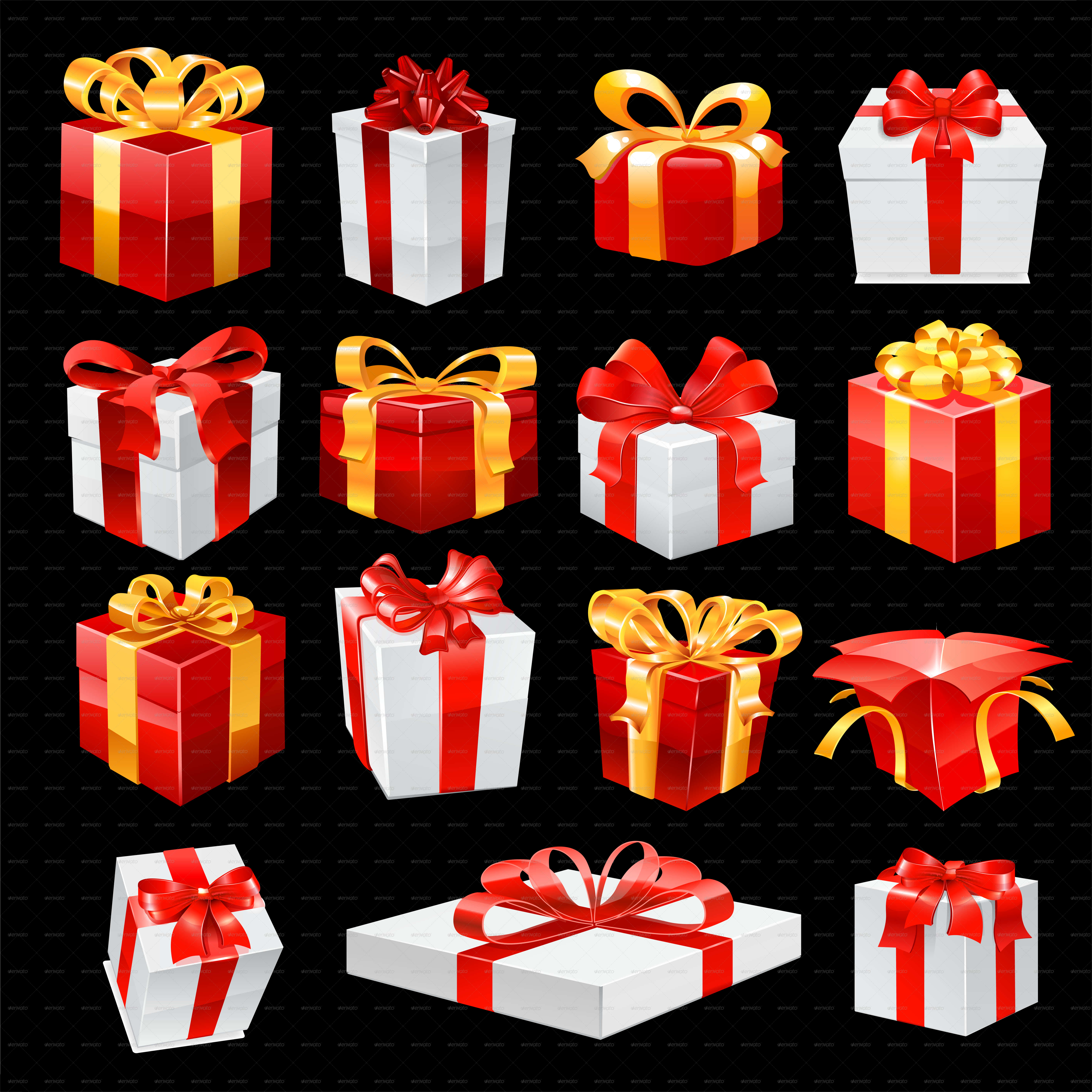 Assorted Gift Boxes Collection PNG