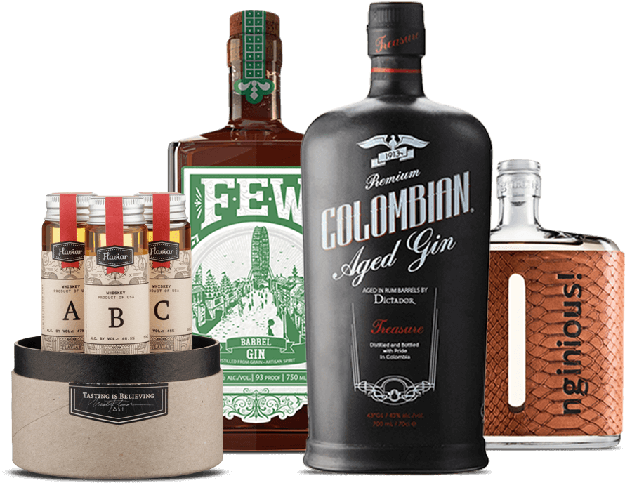 Assorted Ginand Whiskey Bottles PNG