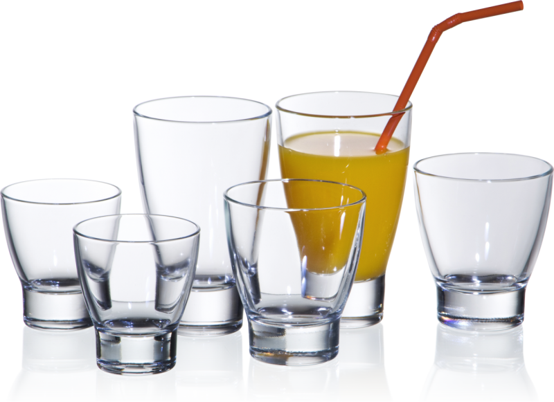 Assorted Glasses With Orange Juice PNG