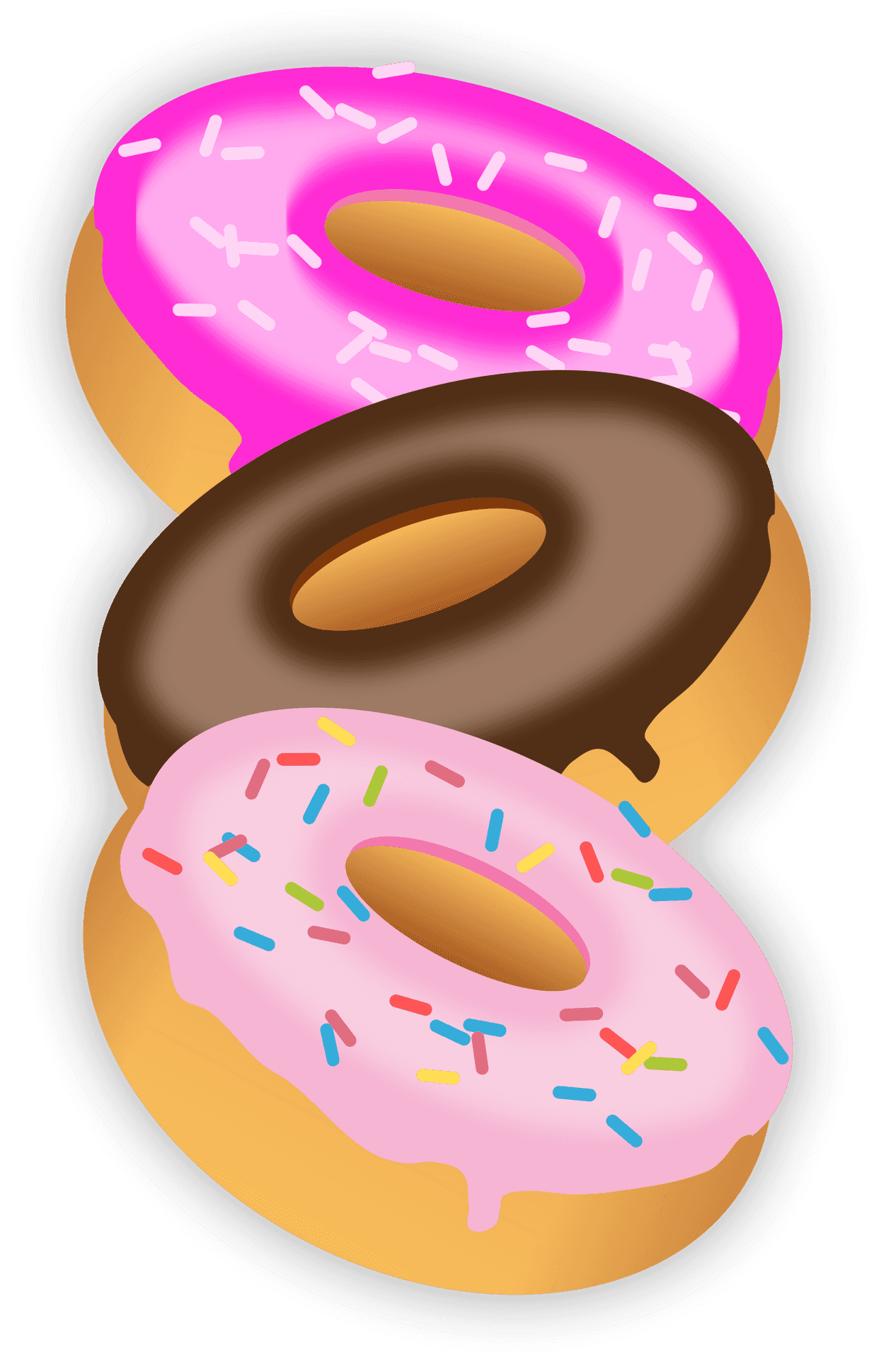 Assorted Glazed Donuts Illustration PNG