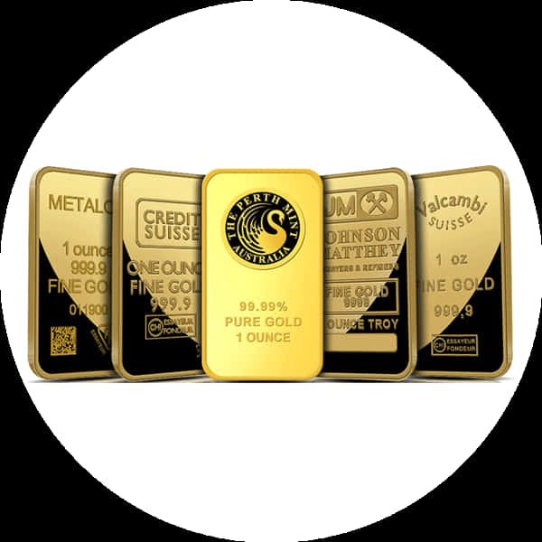 Assorted Gold Bars Collection PNG