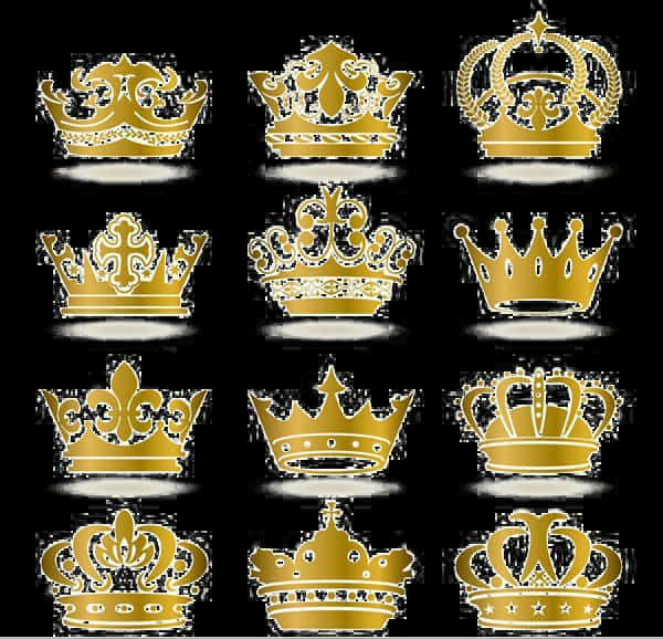 Assorted Golden Crowns Collection PNG