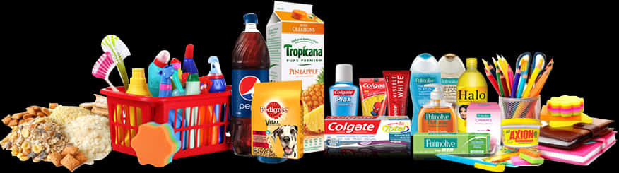 Assorted Grocery Itemsand Household Products PNG