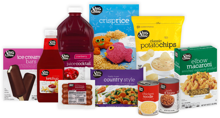 Assorted Grocery Products Display PNG