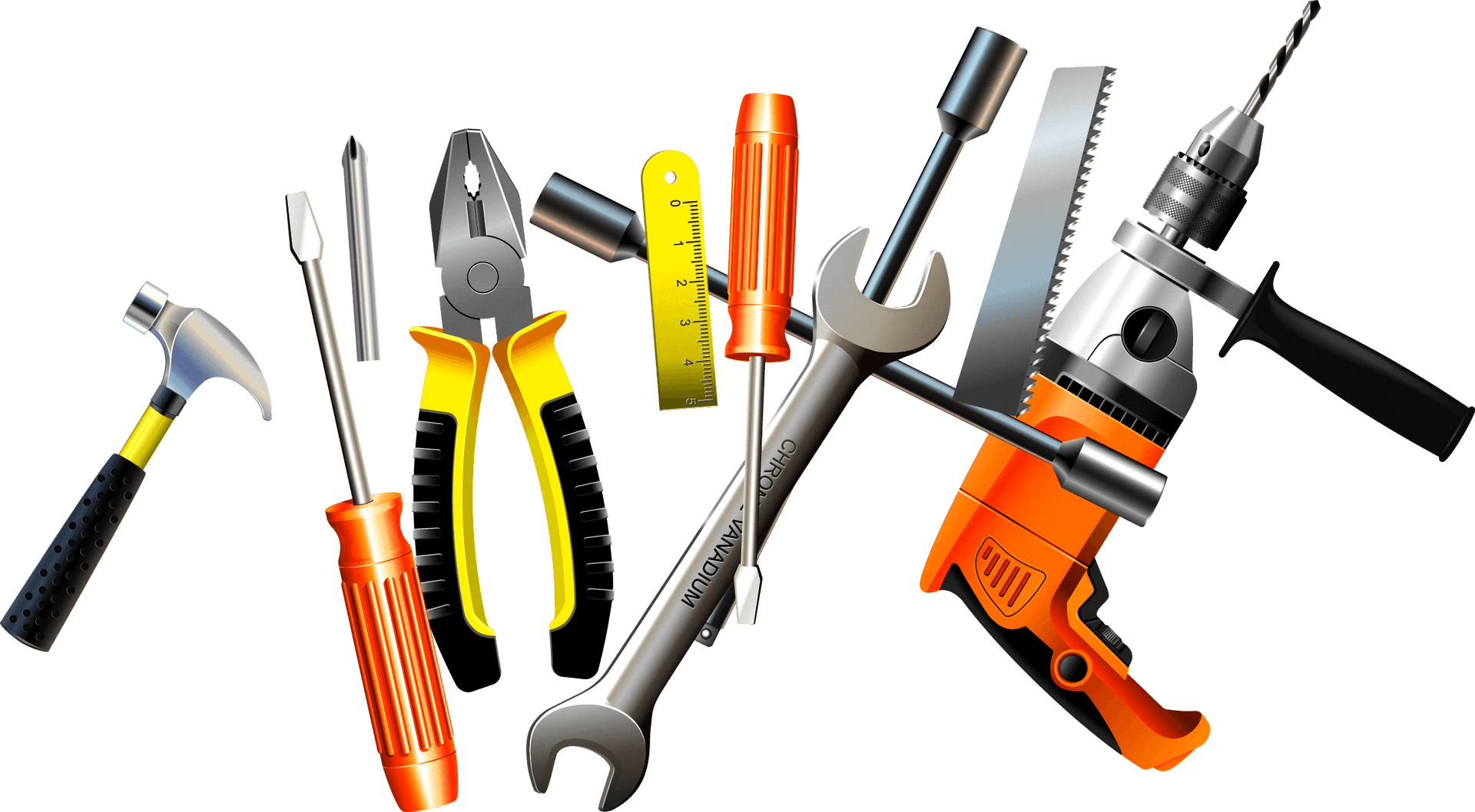 Assorted Hand Tools Collection PNG