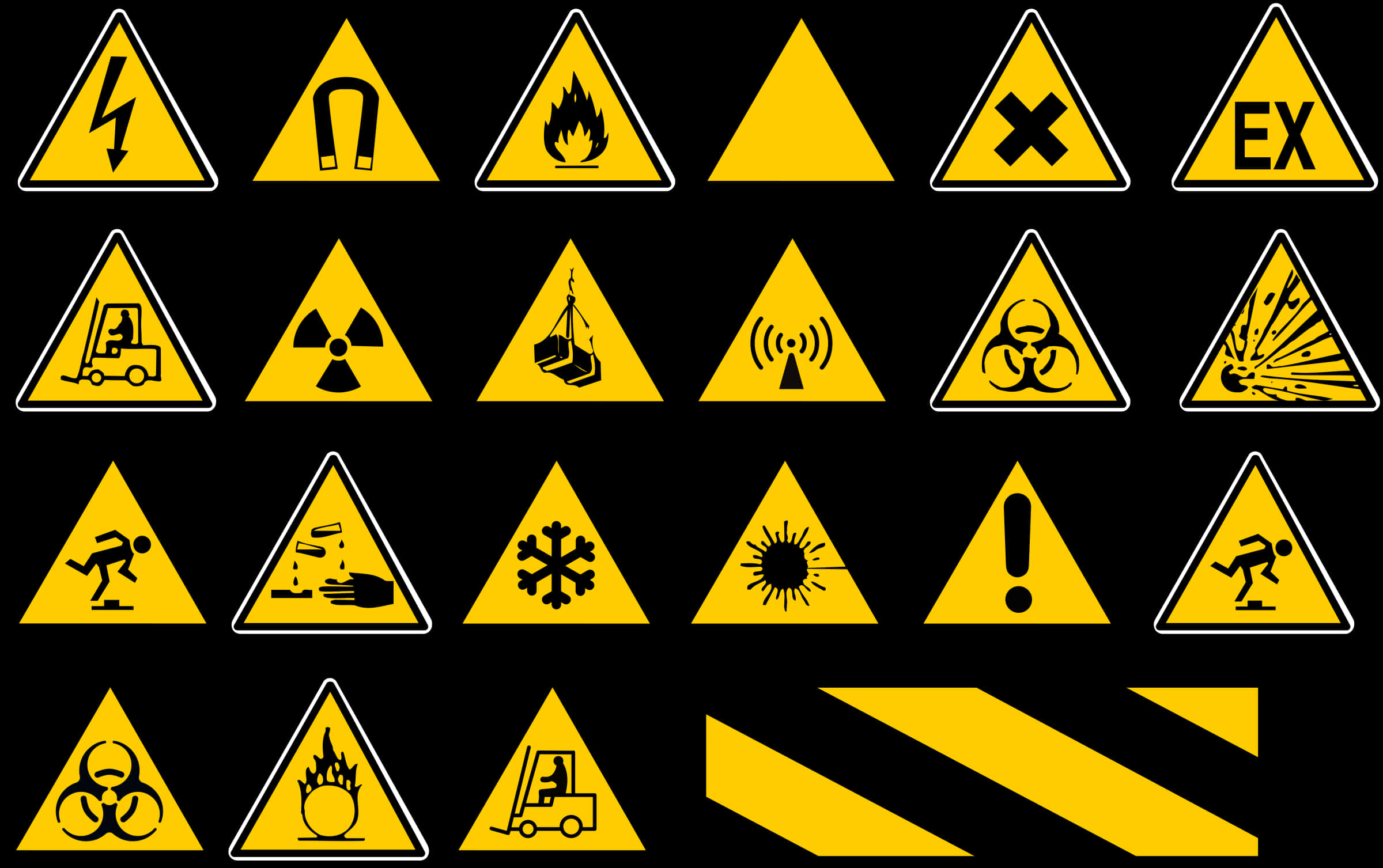 Assorted Hazard Signs Collection PNG