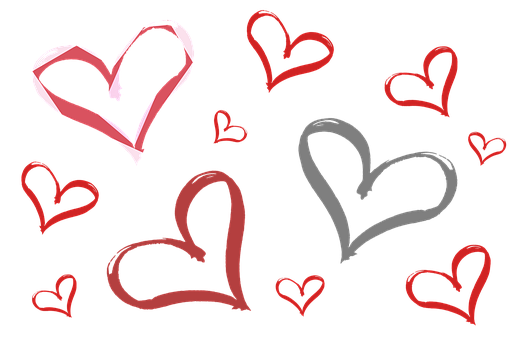 Assorted Heartson Black Background PNG