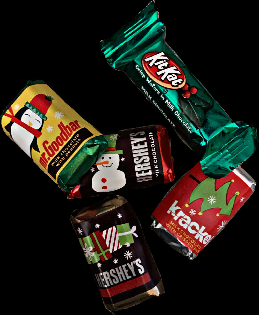 Assorted Holiday Chocolate Candy Wrappers PNG