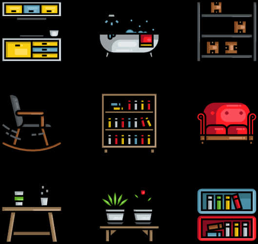 Assorted Home Furniture Icons PNG