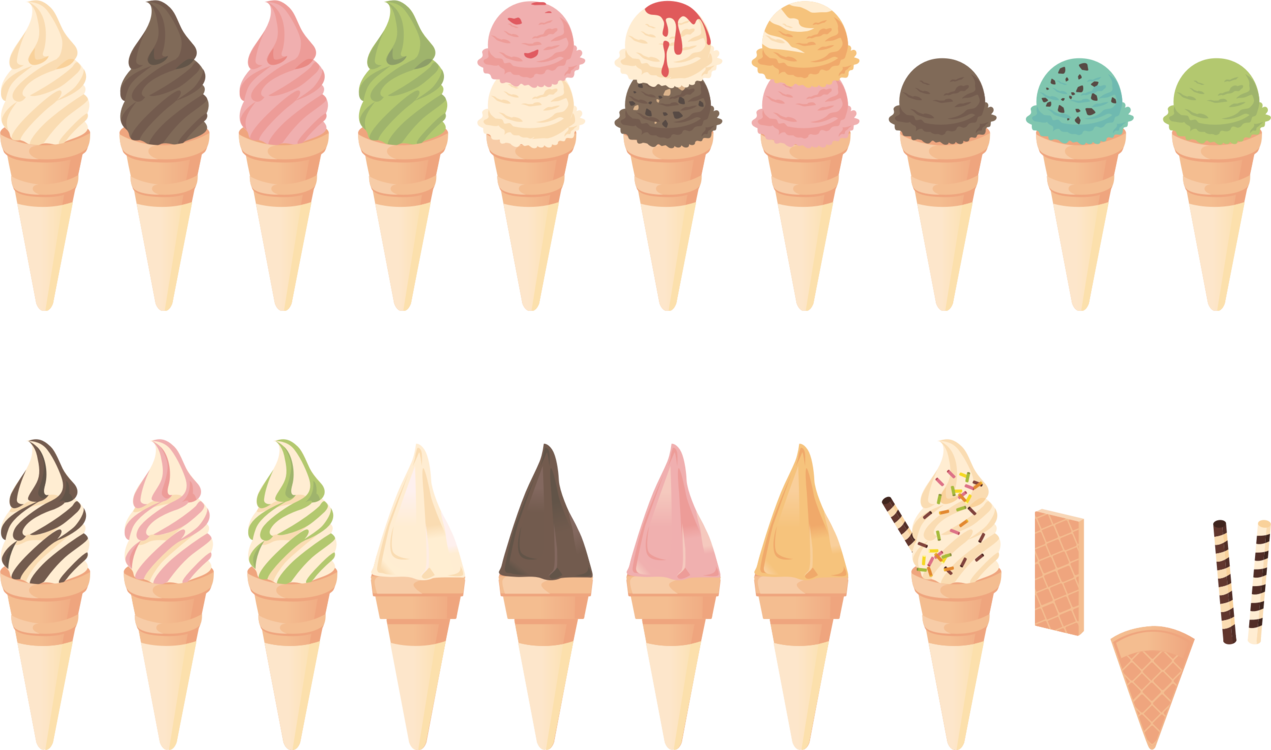 Assorted Ice Cream Cones Collection PNG