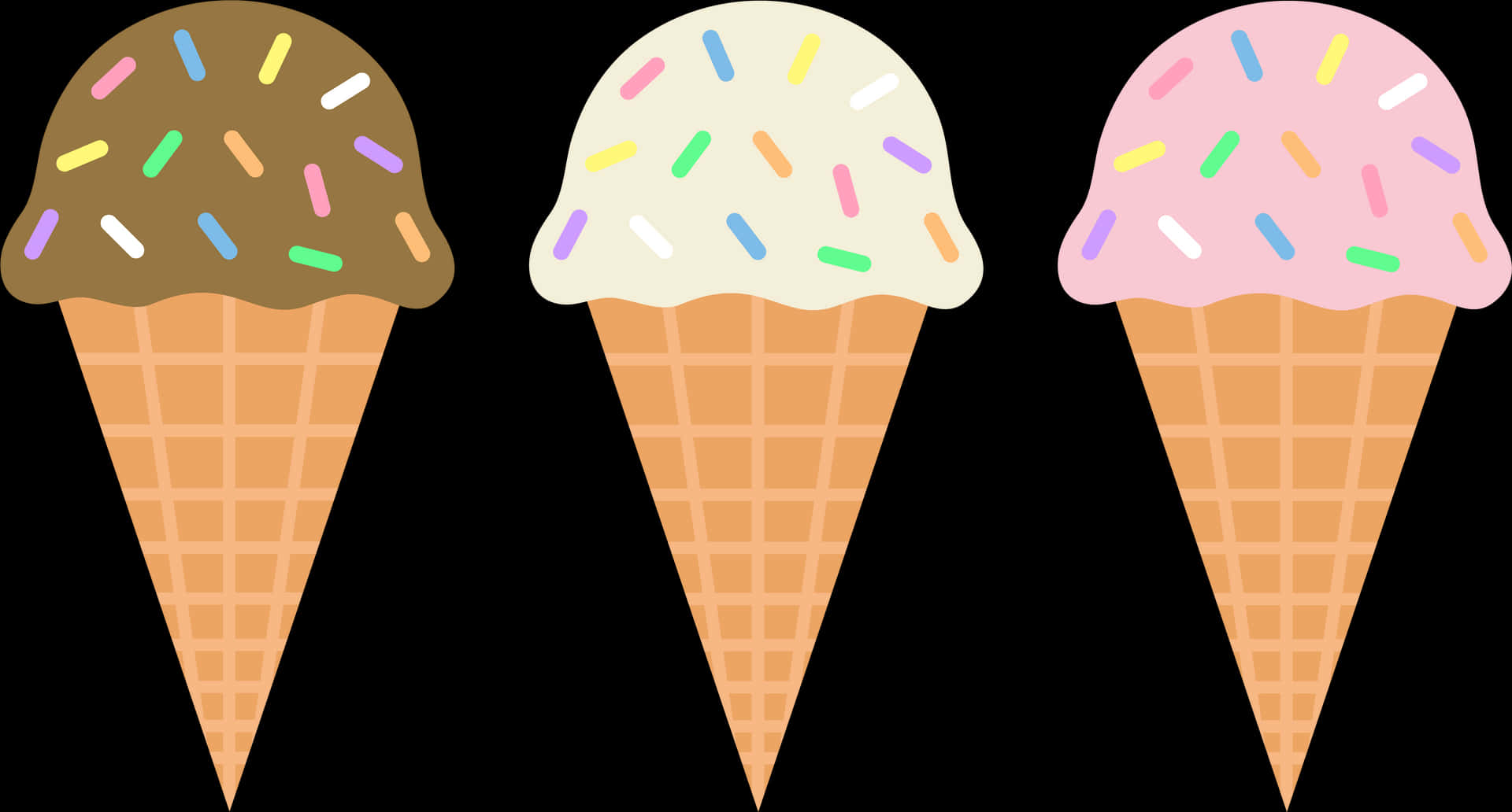 Assorted Ice Cream Cones PNG
