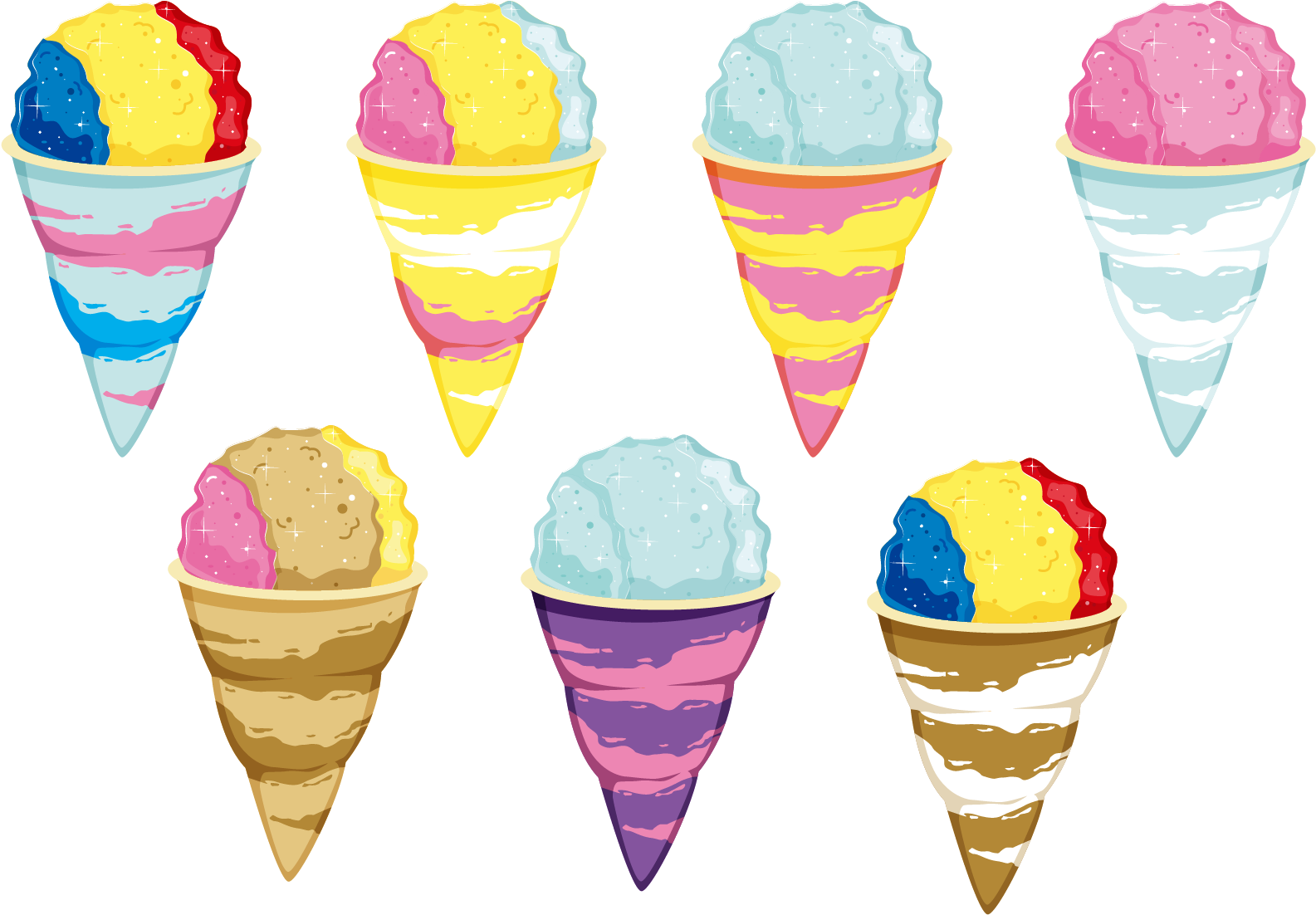 Assorted_ Ice_ Cream_ Cones_ Illustration PNG