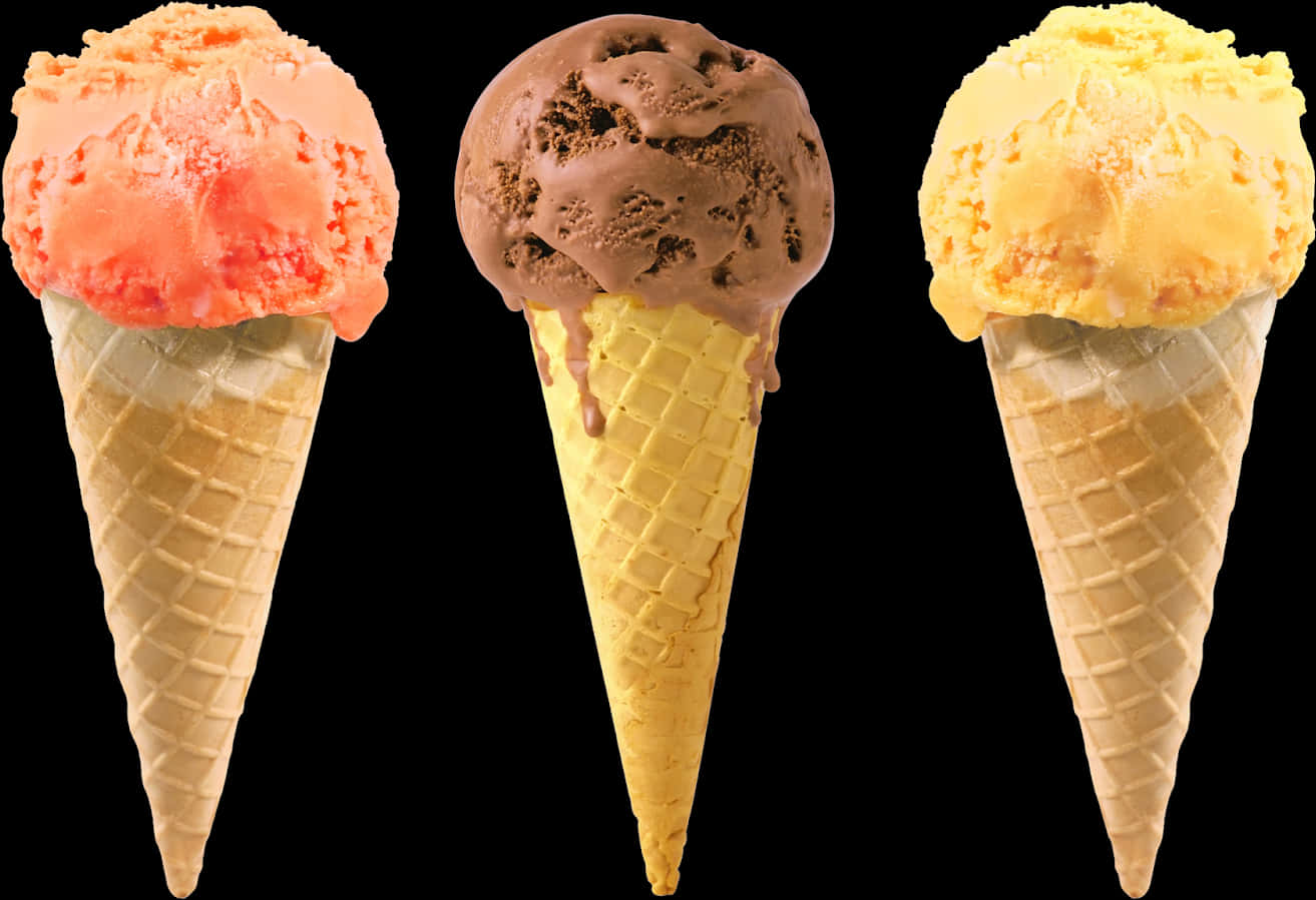 Assorted Ice Cream Cones PNG