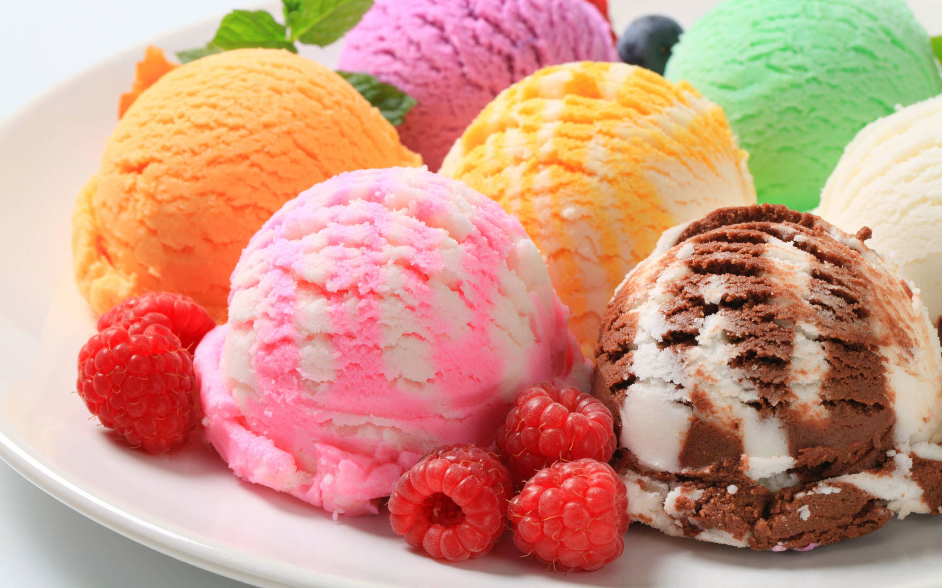 Assorted Ice Creams And Berries Wallpaper