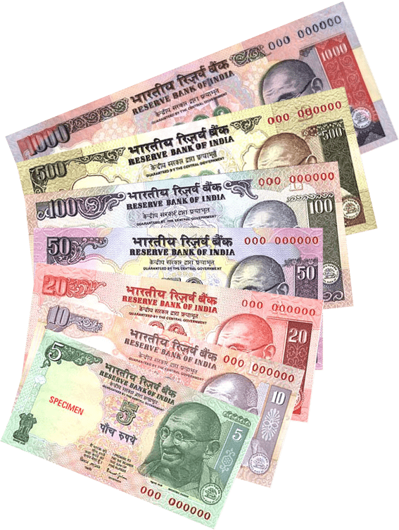 Assorted Indian Currency Notes PNG