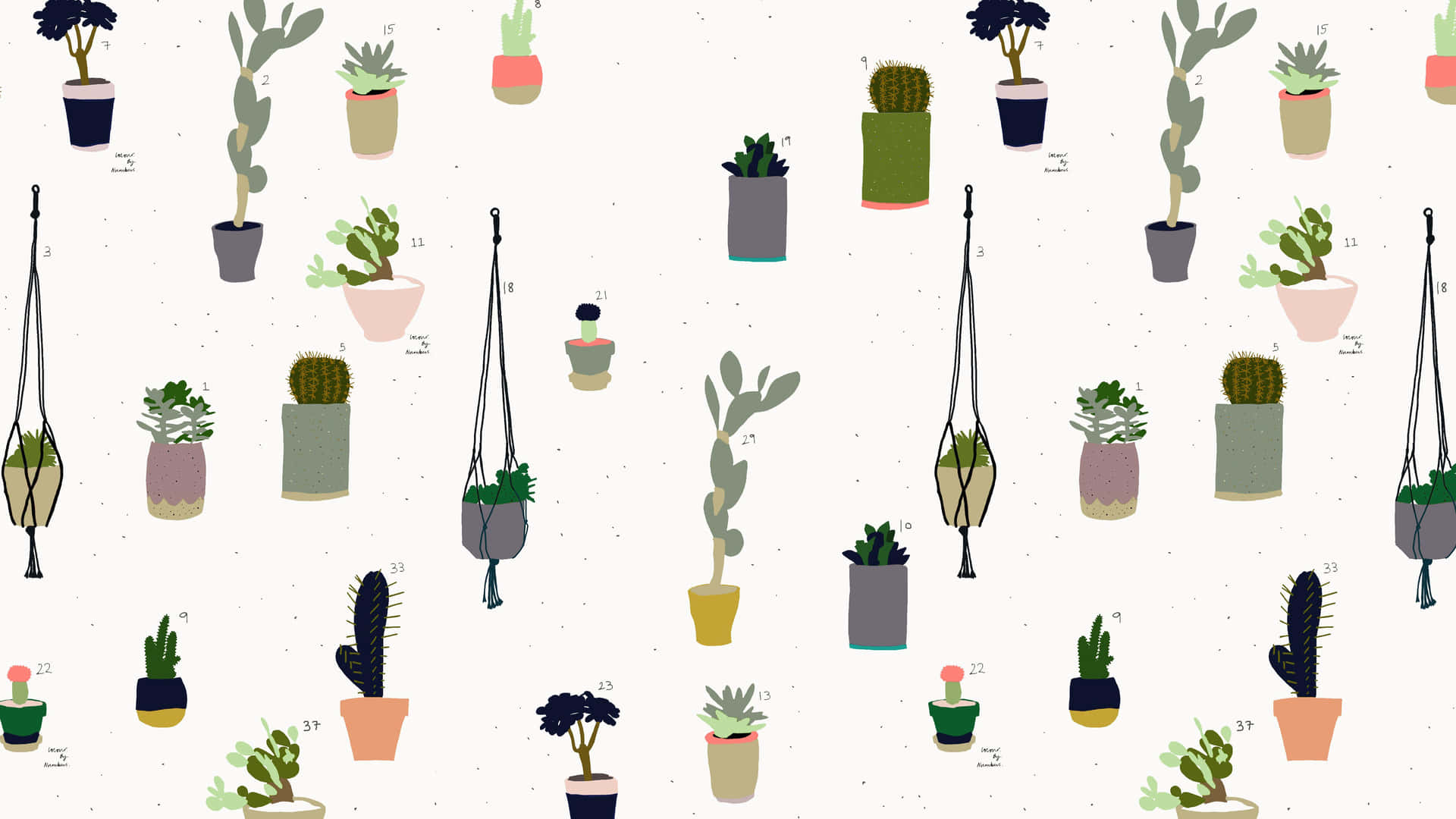 Assorted Indoor Cactiand Succulents Pattern Wallpaper