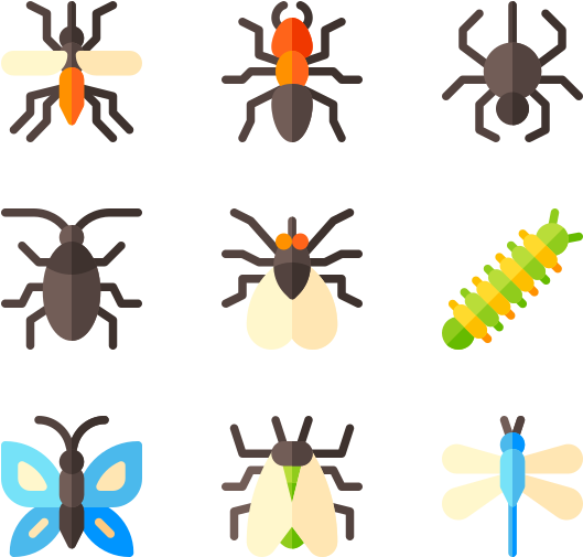 Assorted Insect Icons Set PNG