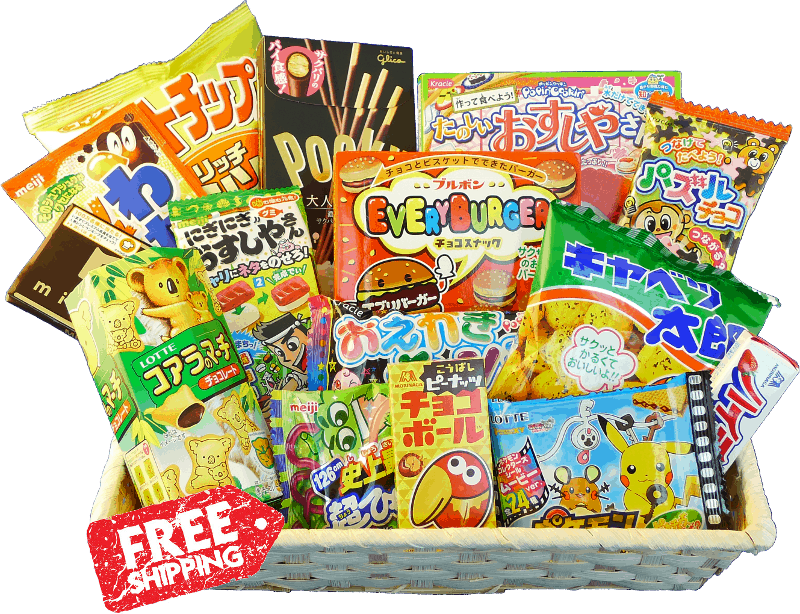 Assorted Japanese Snacks Basket PNG