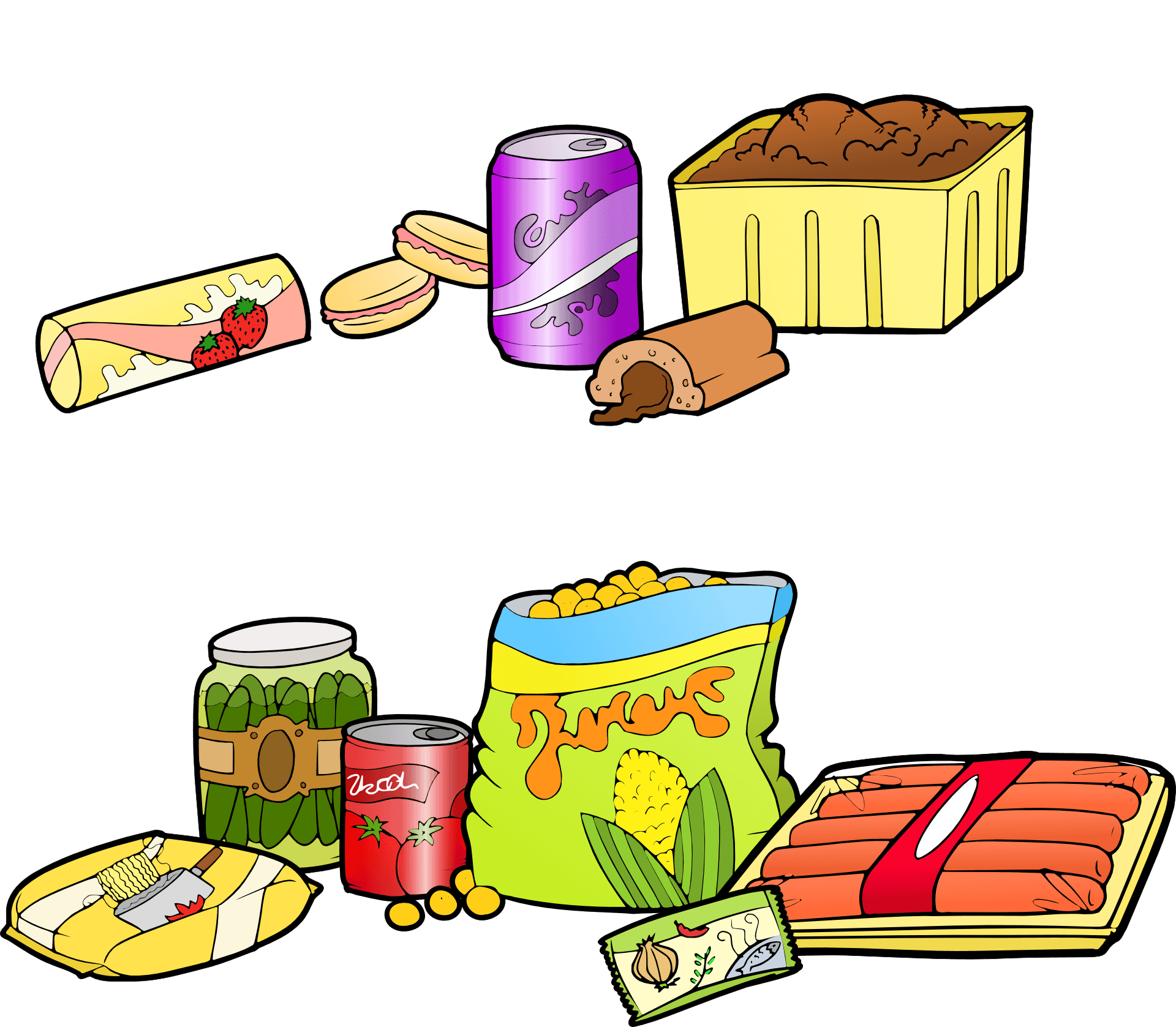 Assorted Junk Food Illustration PNG