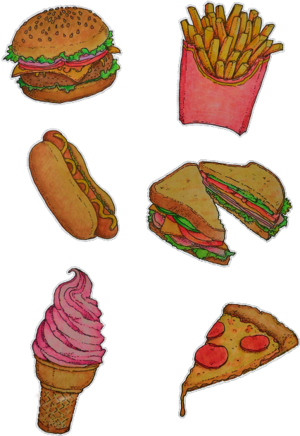Assorted Junk Food Illustrations PNG