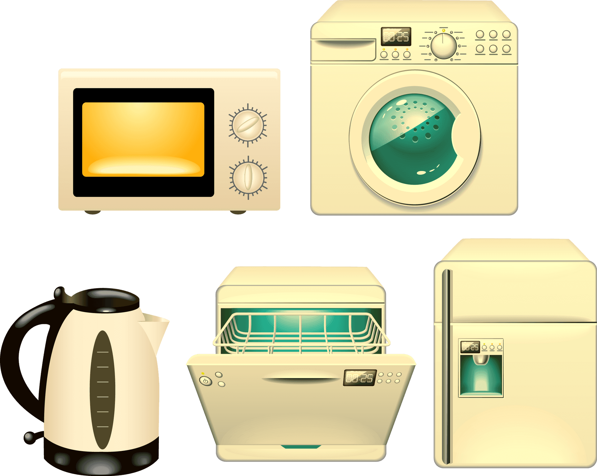Assorted Kitchen Appliances Vector PNG