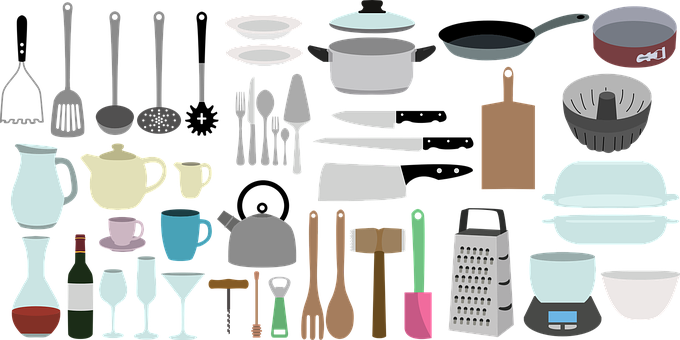 Assorted Kitchen Utensilsand Cookware PNG