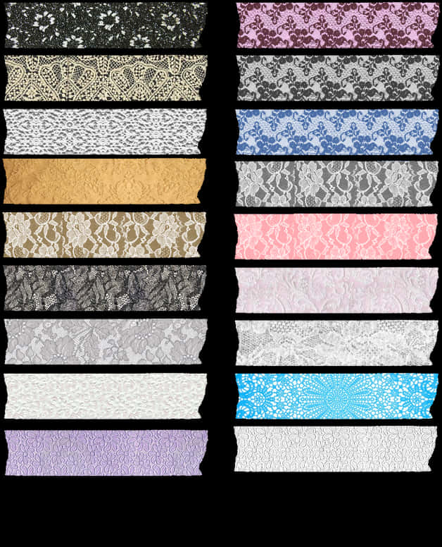 Assorted Lace Washi Tape Designs PNG