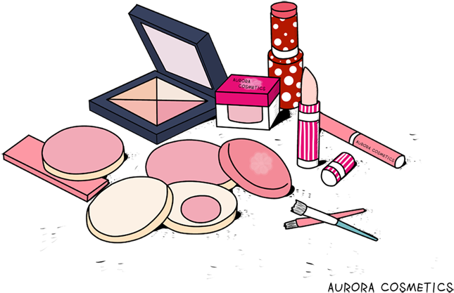 Assorted Makeup Products Illustration PNG